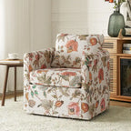 Fauteuil baril pivotant moderne Fleuri / Bleu / Oiseaux / Turquoise / Sarcelle pour 1 personne