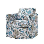 Fauteuil baril pivotant moderne Fleuri / Bleu / Oiseaux / Turquoise / Sarcelle pour 1 personne