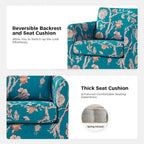 Fauteuil baril pivotant moderne Fleuri / Bleu / Oiseaux / Turquoise / Sarcelle pour 1 personne