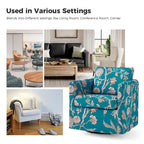 Fauteuil baril pivotant moderne Fleuri / Bleu / Oiseaux / Turquoise / Sarcelle pour 1 personne