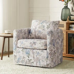 Fauteuil baril pivotant moderne Fleuri / Bleu / Oiseaux / Turquoise / Sarcelle pour 1 personne