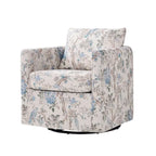 Fauteuil baril pivotant moderne Fleuri / Bleu / Oiseaux / Turquoise / Sarcelle pour 1 personne