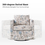 Fauteuil baril pivotant moderne Fleuri / Bleu / Oiseaux / Turquoise / Sarcelle pour 1 personne