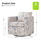 Fauteuil baril pivotant moderne Fleuri / Bleu / Oiseaux / Turquoise / Sarcelle pour 1 personne