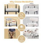 Chaise de salle à manger tapissée avec accoudoirs, cadre métallique, blanc/gris/marron/beige, lot de 2
