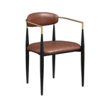 Chaise de salle à manger tapissée avec accoudoirs, cadre métallique, blanc/gris/marron/beige, lot de 2