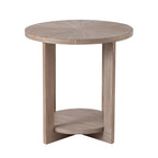Table de ferme ronde avec étagère de rangement, marron/blanc et gris antique, table basse / table d'appoint