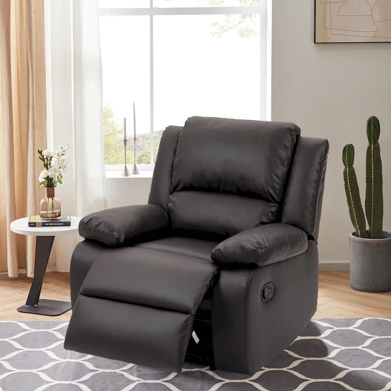 Fauteuil inclinable manuel une place en similicuir et velours côtelé