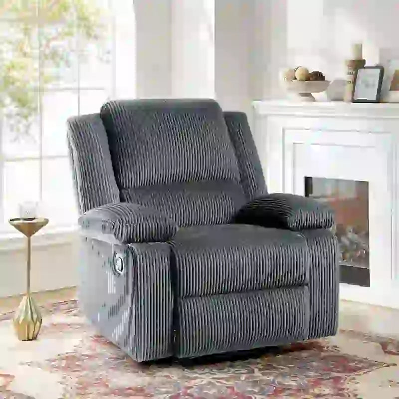 Fauteuil inclinable manuel une place en similicuir et velours côtelé