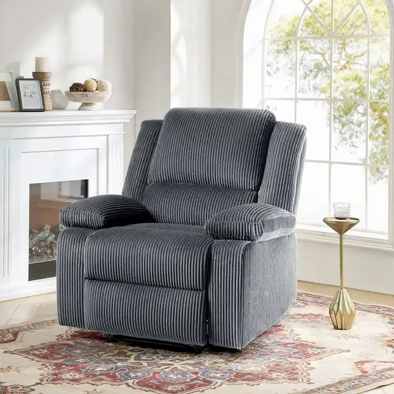 Fauteuil inclinable manuel une place en similicuir et velours côtelé