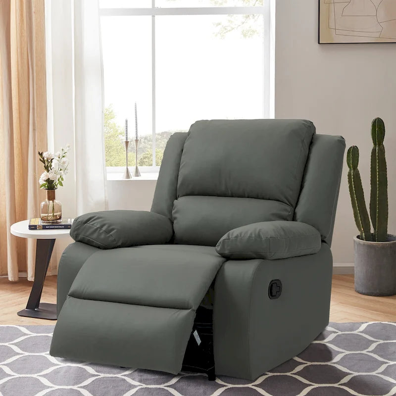 Fauteuil inclinable manuel une place en similicuir et velours côtelé