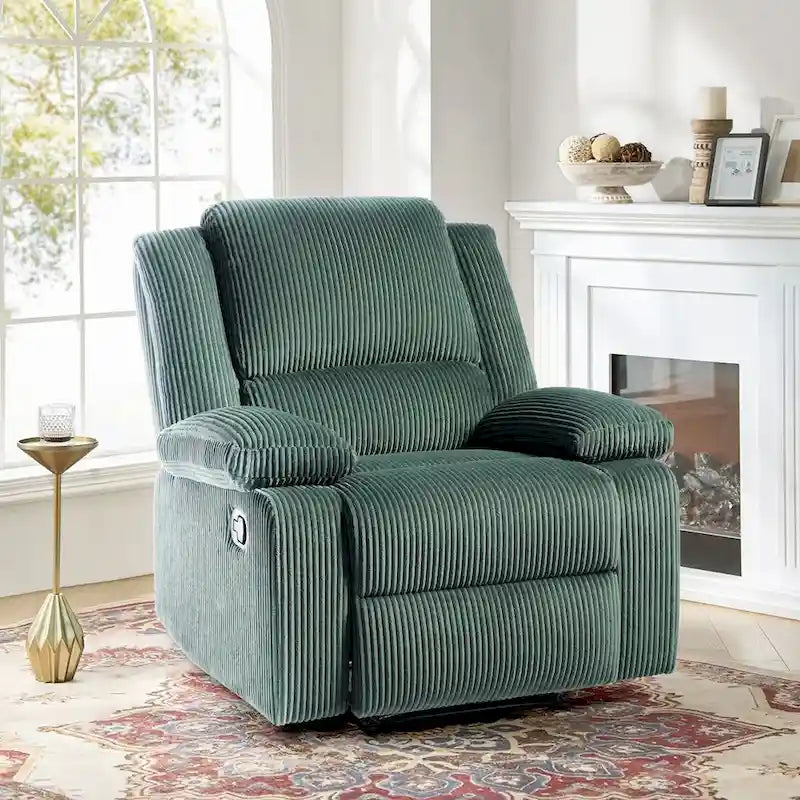 Fauteuil inclinable manuel une place en similicuir et velours côtelé
