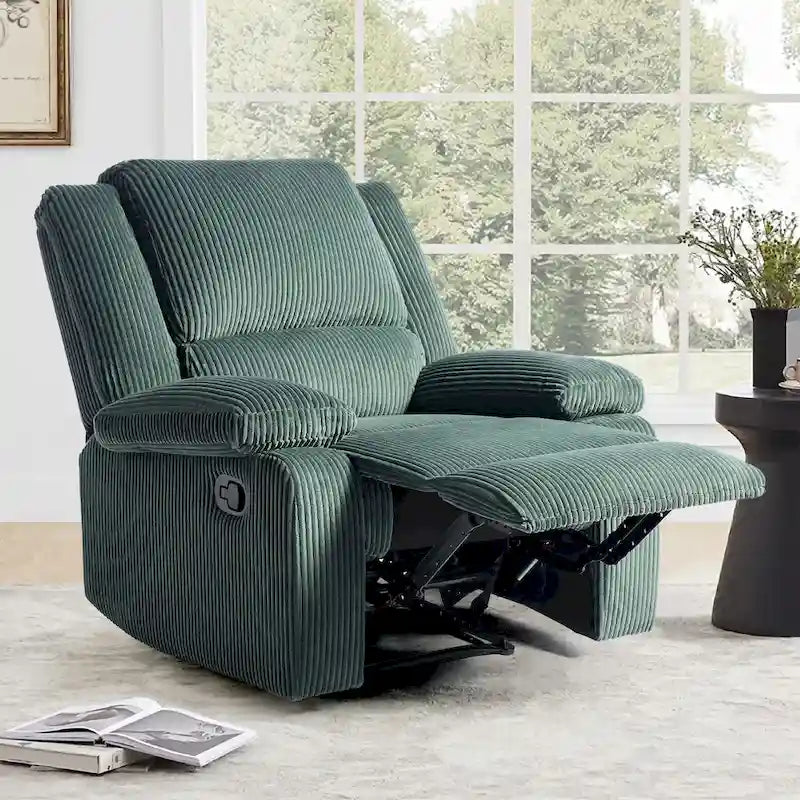 Fauteuil inclinable manuel une place en similicuir et velours côtelé