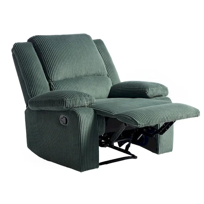 Fauteuil inclinable manuel une place en similicuir et velours côtelé