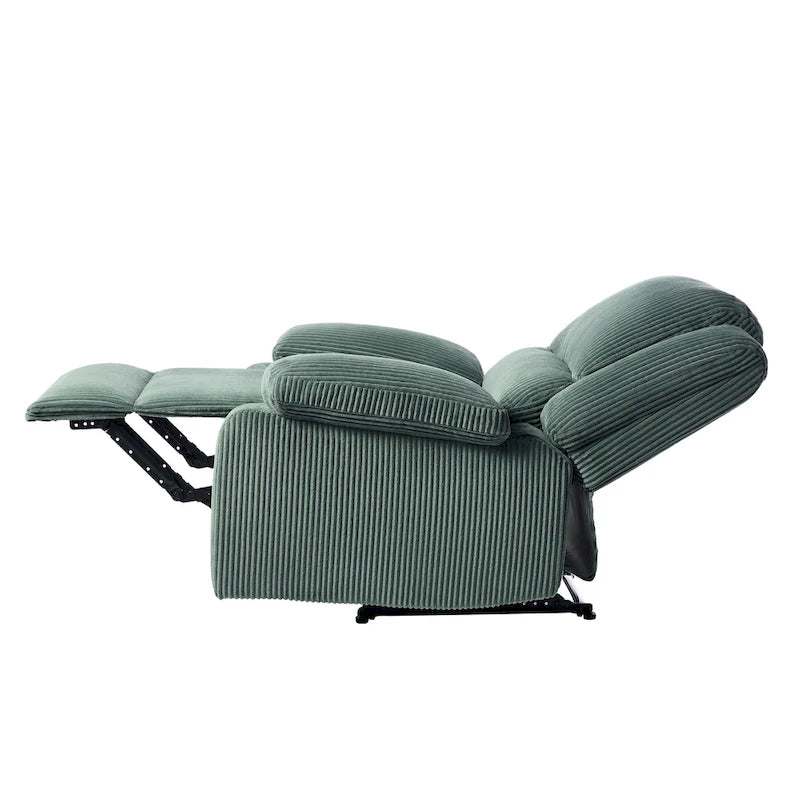Fauteuil inclinable manuel une place en similicuir et velours côtelé