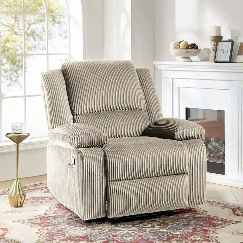 Fauteuil inclinable manuel une place en similicuir et velours côtelé