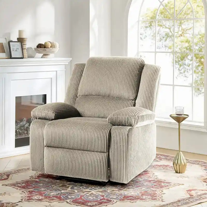 Fauteuil inclinable manuel une place en similicuir et velours côtelé