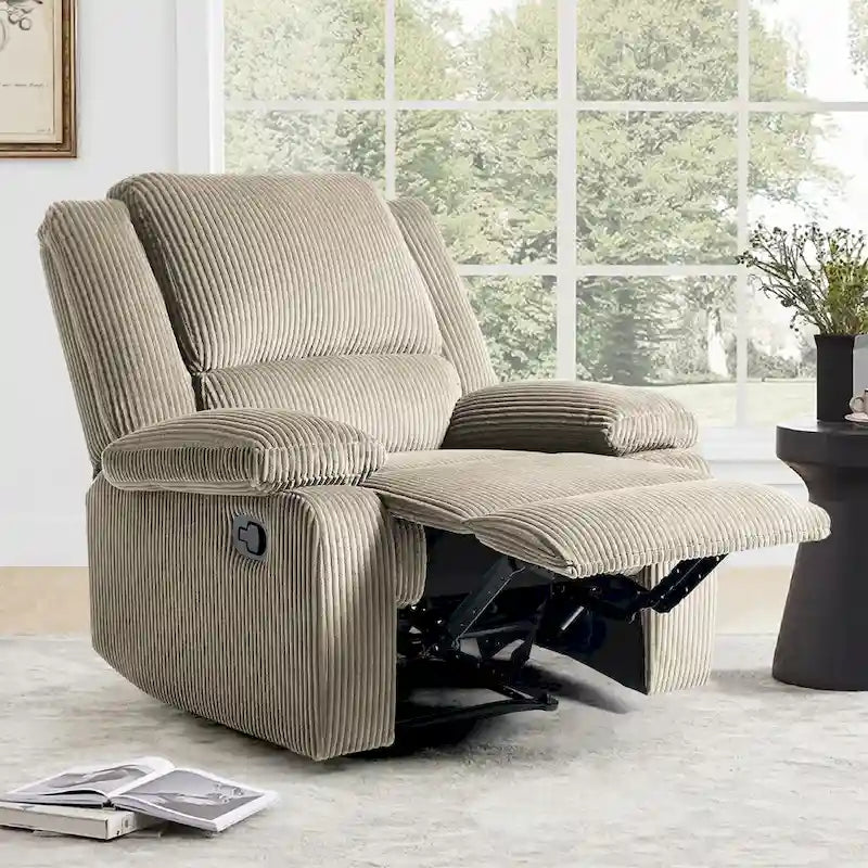 Fauteuil inclinable manuel une place en similicuir et velours côtelé