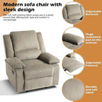 Fauteuil inclinable manuel une place en similicuir et velours côtelé