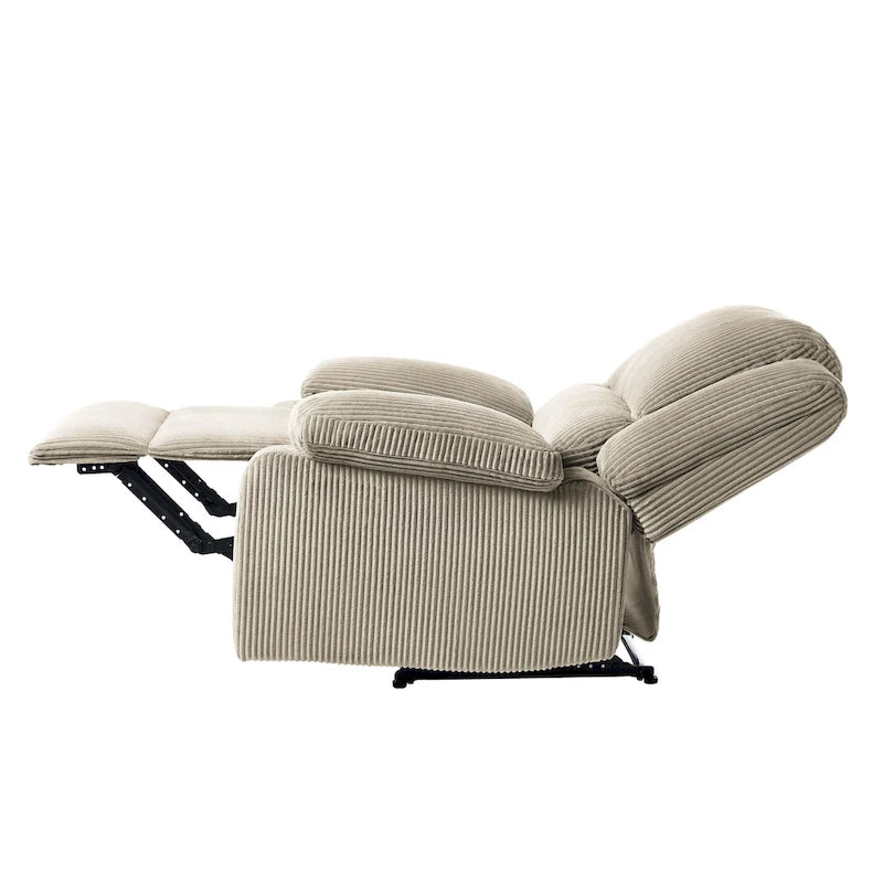 Fauteuil inclinable manuel une place en similicuir et velours côtelé