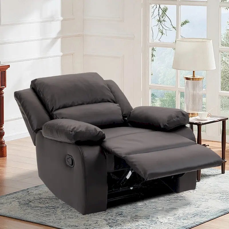 Fauteuil inclinable manuel une place en similicuir et velours côtelé