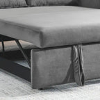 Canapé-lit convertible en velours gris/bleu/noir pour 2 personnes
