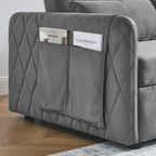 Canapé-lit convertible en velours gris/bleu/noir pour 2 personnes