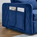 Canapé-lit convertible en velours gris/bleu/noir pour 2 personnes