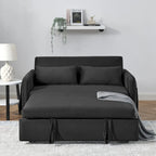 Canapé-lit convertible en velours gris/bleu/noir pour 2 personnes