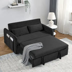 Canapé-lit convertible en velours gris/bleu/noir pour 2 personnes