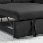 Canapé-lit convertible en velours gris/bleu/noir pour 2 personnes