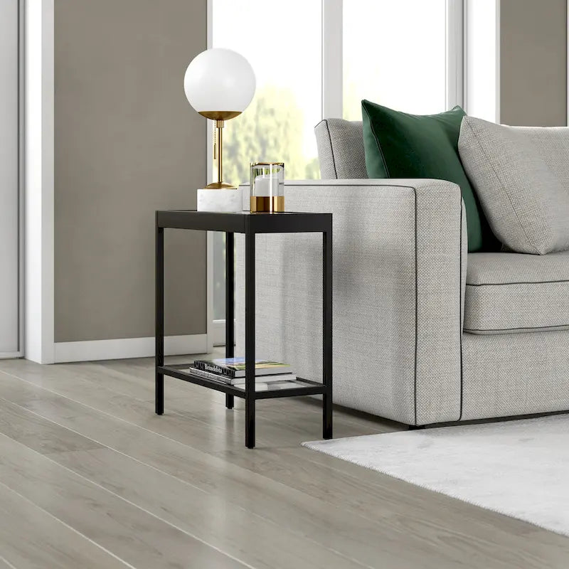 Table d'appoint rectangulaire en bronze noirci / laiton / nickel satiné, pour 1 personne