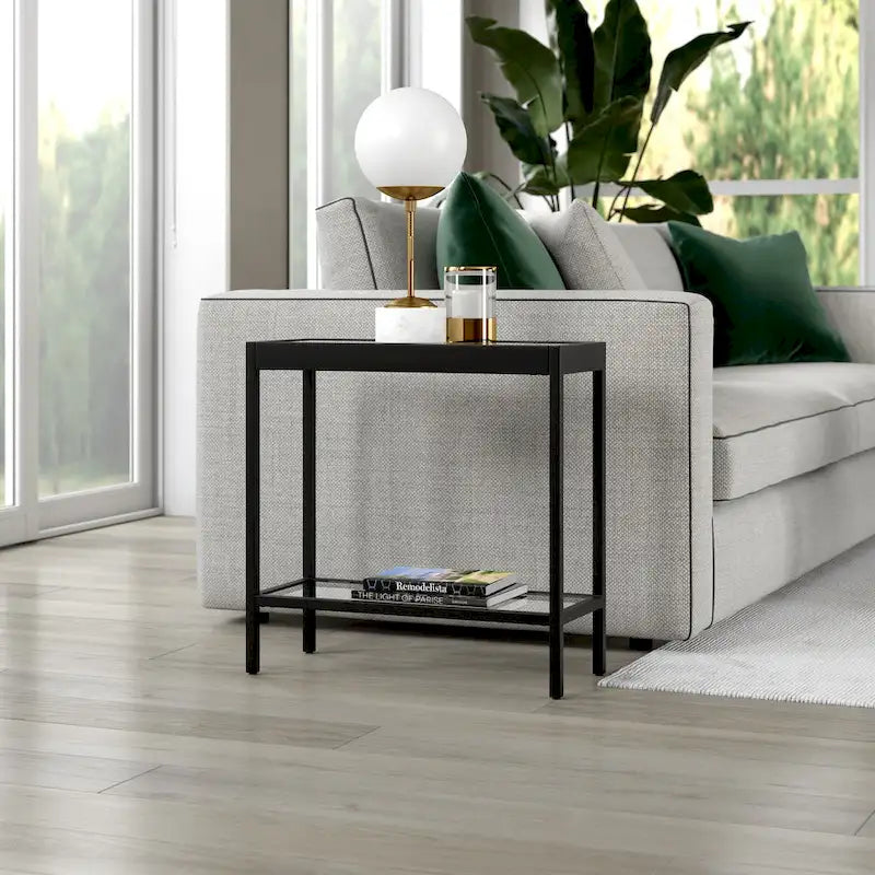 Table d'appoint rectangulaire en bronze noirci / laiton / nickel satiné, pour 1 personne