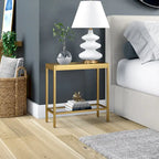 Table d'appoint rectangulaire en bronze noirci / laiton / nickel satiné, pour 1 personne