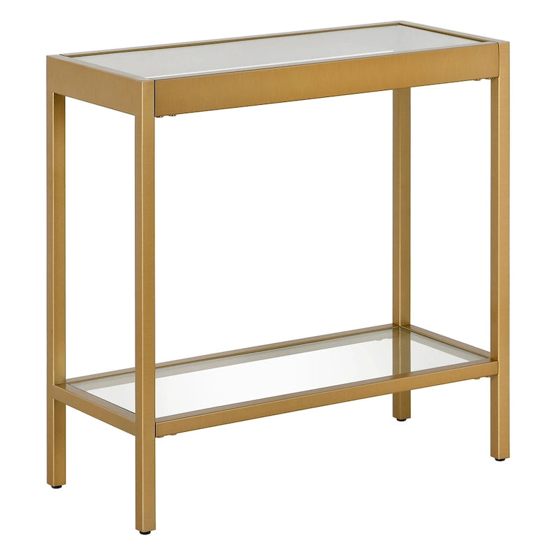 Table d'appoint rectangulaire en bronze noirci / laiton / nickel satiné, pour 1 personne