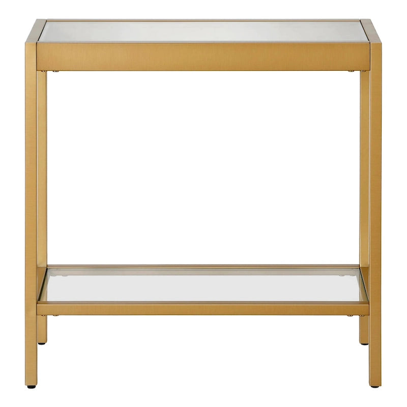 Table d'appoint rectangulaire en bronze noirci / laiton / nickel satiné, pour 1 personne
