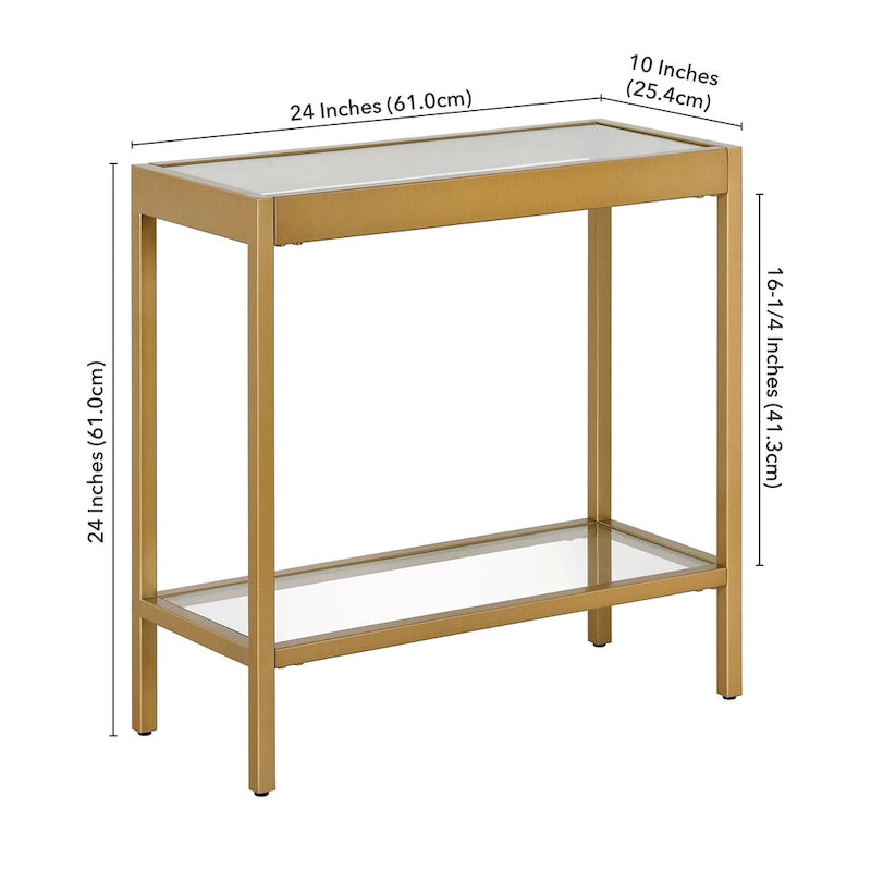 Table d'appoint rectangulaire en bronze noirci / laiton / nickel satiné, pour 1 personne