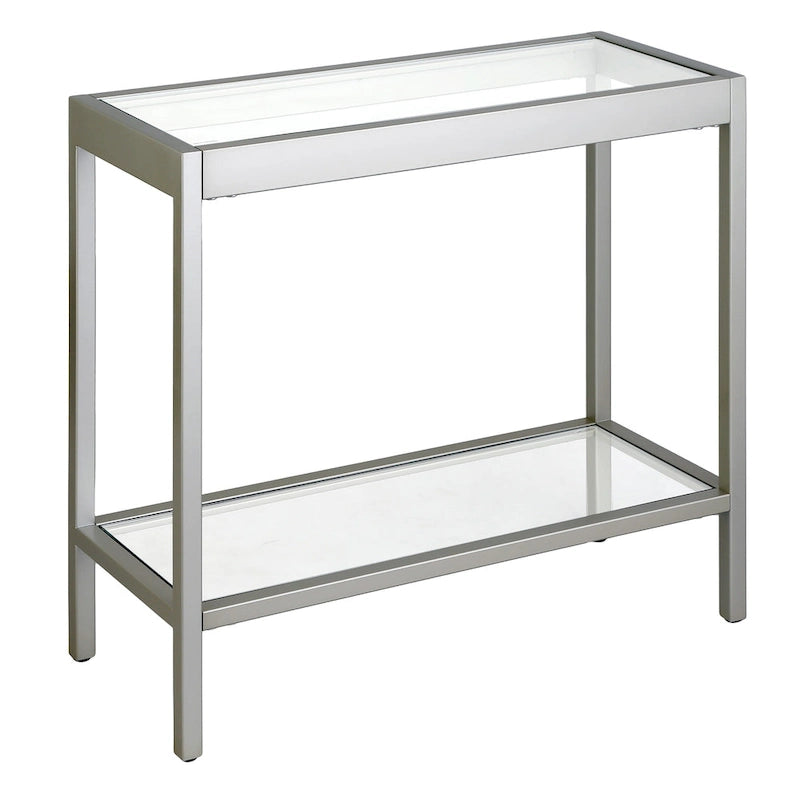 Table d'appoint rectangulaire en bronze noirci / laiton / nickel satiné, pour 1 personne
