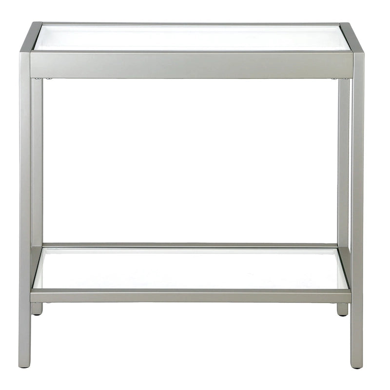 Table d'appoint rectangulaire en bronze noirci / laiton / nickel satiné, pour 1 personne
