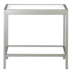 Table d'appoint rectangulaire en bronze noirci / laiton / nickel satiné, pour 1 personne
