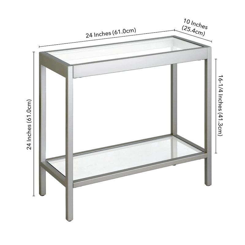 Table d'appoint rectangulaire en bronze noirci / laiton / nickel satiné, pour 1 personne