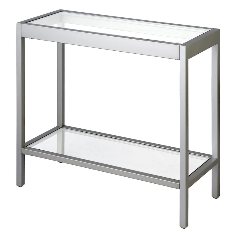 Table d'appoint rectangulaire en bronze noirci / laiton / nickel satiné, pour 1 personne
