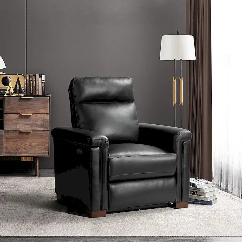 Fauteuil inclinable électrique monoplace multicolore avec port USB – Cuir véritable