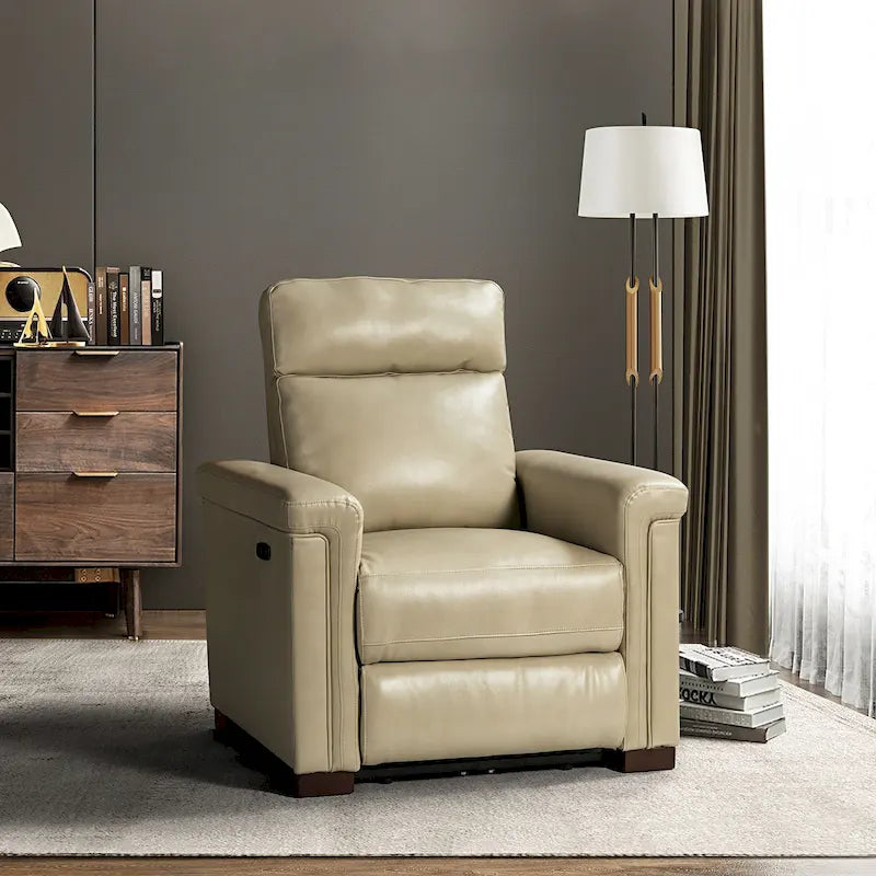 Fauteuil inclinable électrique monoplace multicolore avec port USB – Cuir véritable