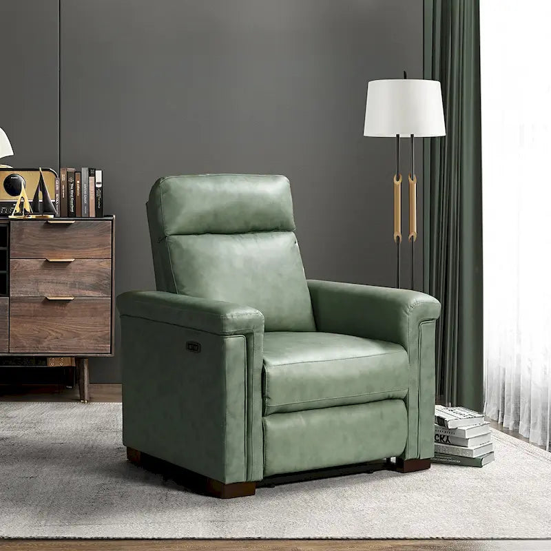 Fauteuil inclinable électrique monoplace multicolore avec port USB – Cuir véritable