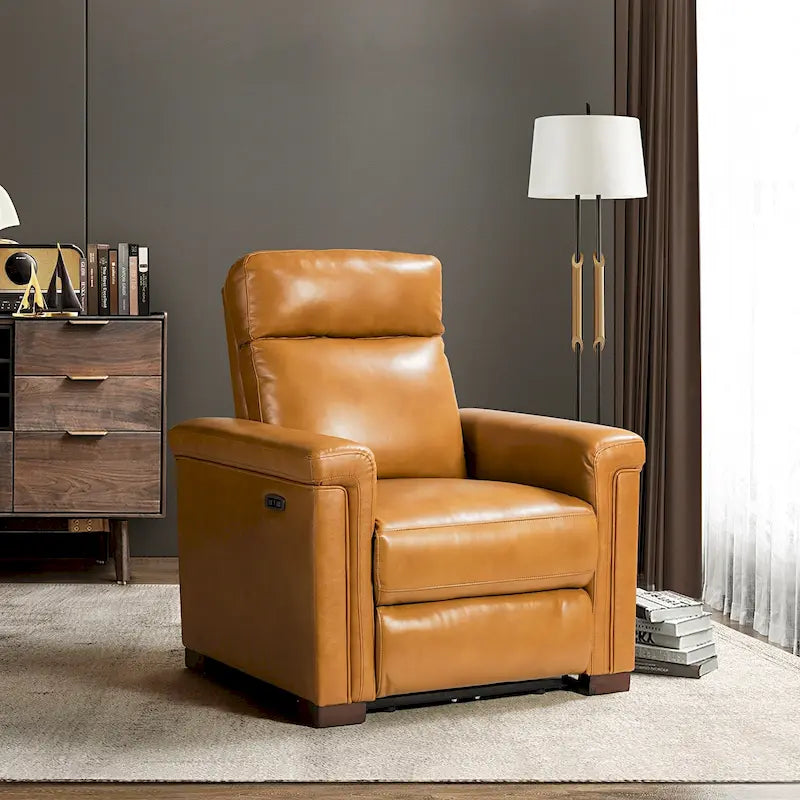 Fauteuil inclinable électrique monoplace multicolore avec port USB – Cuir véritable