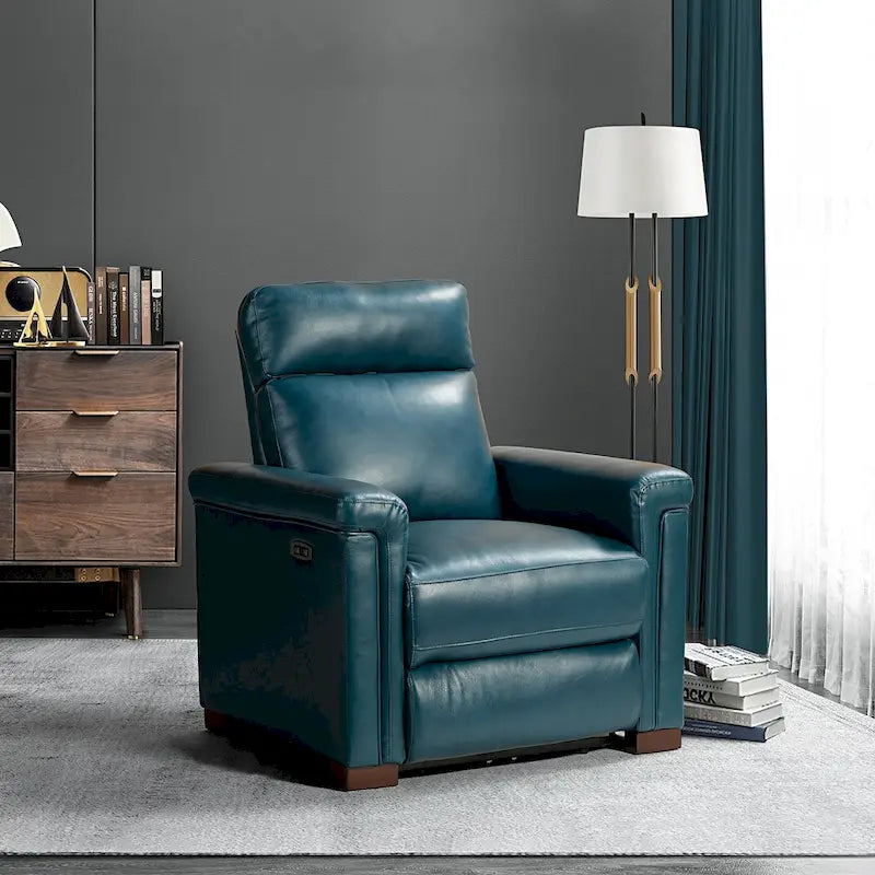Fauteuil inclinable électrique monoplace multicolore avec port USB – Cuir véritable
