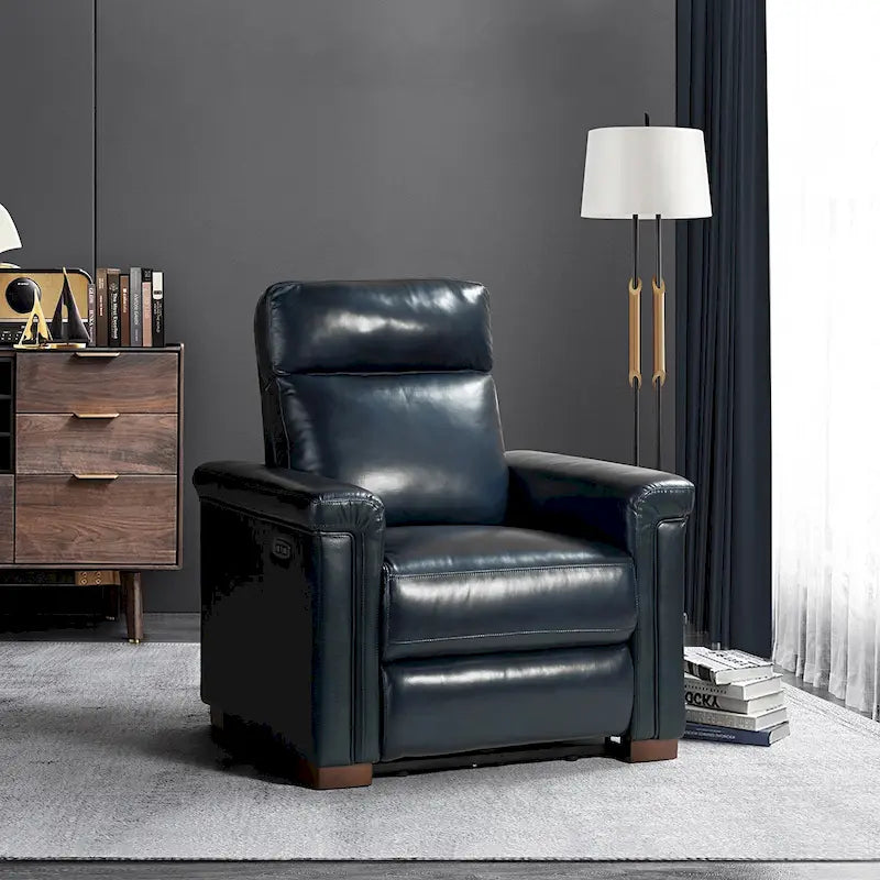 Fauteuil inclinable électrique monoplace multicolore avec port USB – Cuir véritable