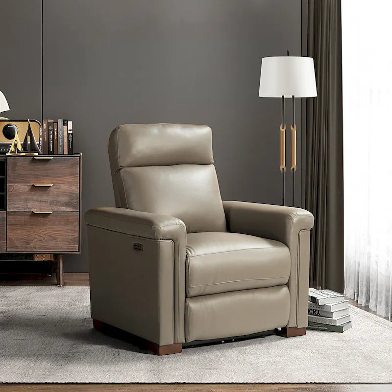 Fauteuil inclinable électrique monoplace multicolore avec port USB – Cuir véritable