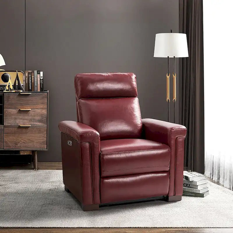 Fauteuil inclinable électrique monoplace multicolore avec port USB – Cuir véritable